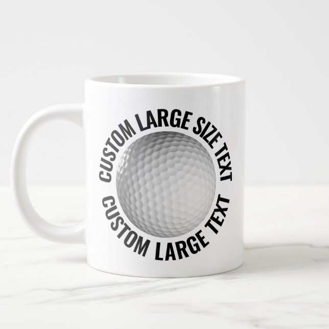 Large Size Personalized Text Golf Ball Custom Jumbo-Tasse (Links)