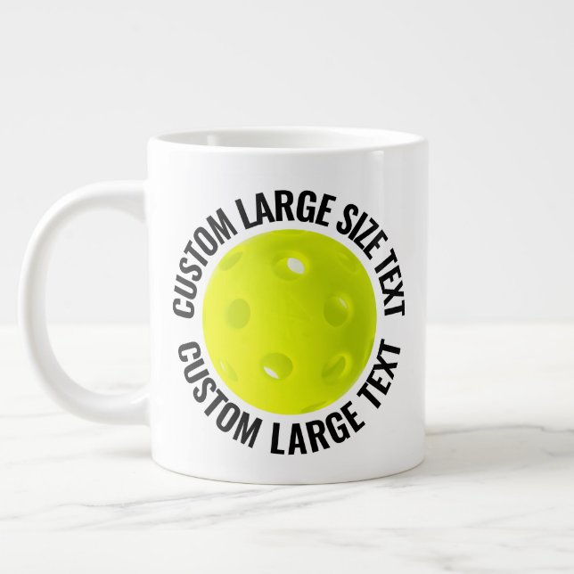 Large Size Personalized Text Pickleball Custom Jumbo-Tasse (Links)