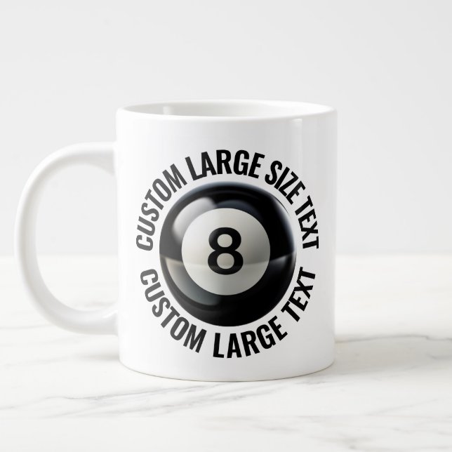 Large Size Personalized Text Pool 8 Ball Custom Jumbo-Tasse (Links)