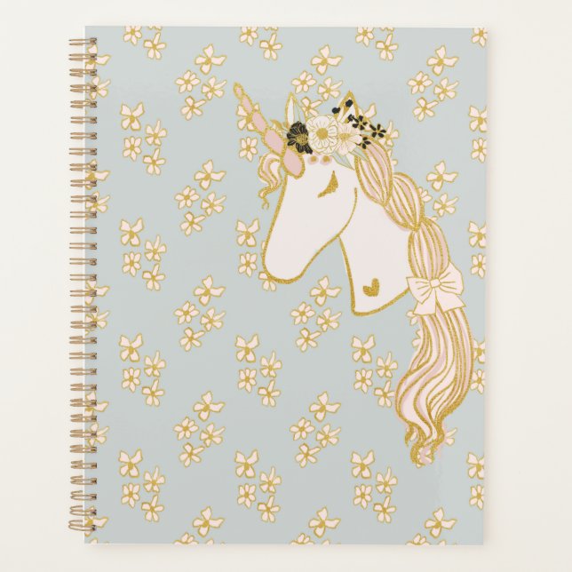 Large Unicorn Rainbow Kawaii Magical Weekly  Planer (Vorderseite)