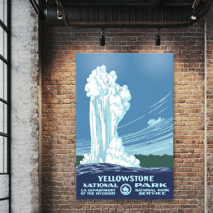 Large Vintage Yellowstone WPA Travel Poster