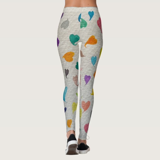 Large Watercolor Hearts Leggings (Rückseite)