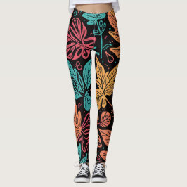 Large Whimsical Leaves Leggings