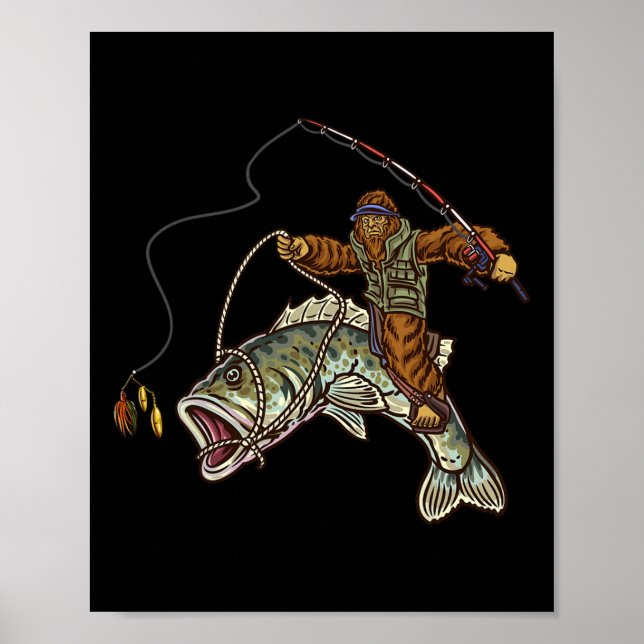 Largemouth B Angeln Bigfoot Angler  Poster (Vorne)