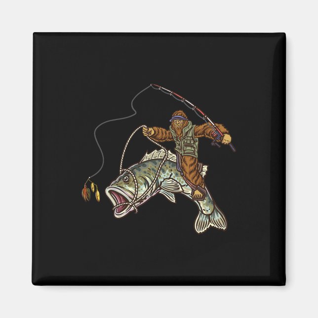 Largemouth B Fishing Bigfoot Angler  Magnet (Vorne)