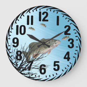 LARGEMOUTH BASS -CLOCK GROßE WANDUHR