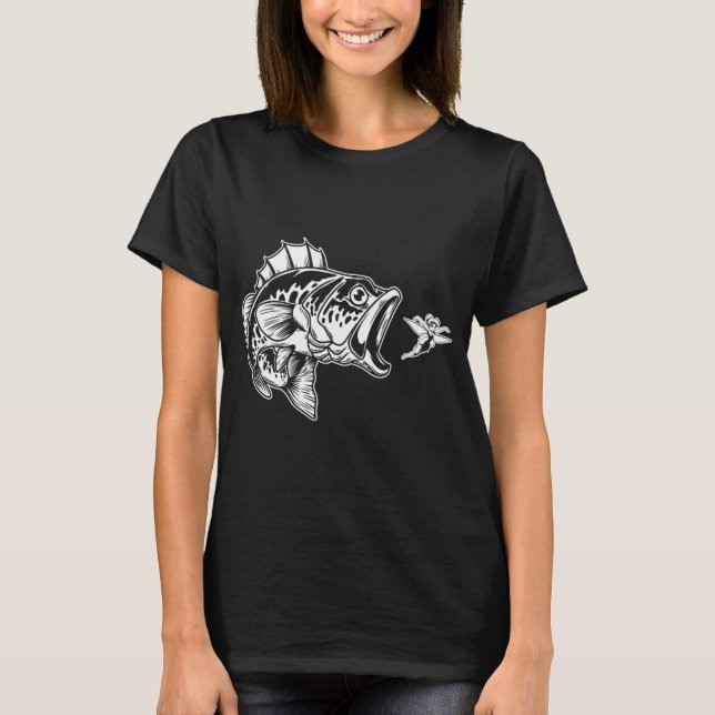 Largemouth Bass Eating Tinkerbell T-Shirt (Vorderseite)