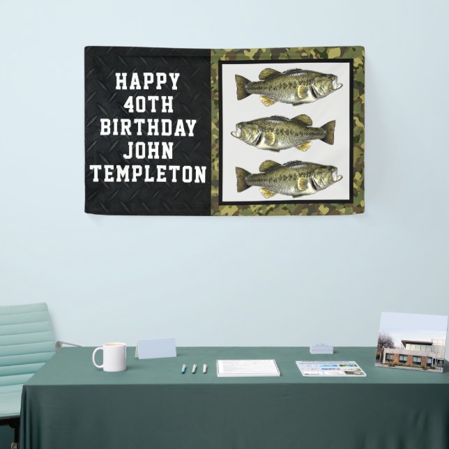 Largemouth Bass Fischen Cool Männer zum Geburtstag Banner (Messeveranstaltung)