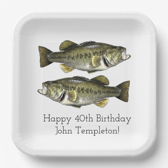 Largemouth Bass Fischen Geburtstagsparty Napkins Pappteller (Vorderseite)
