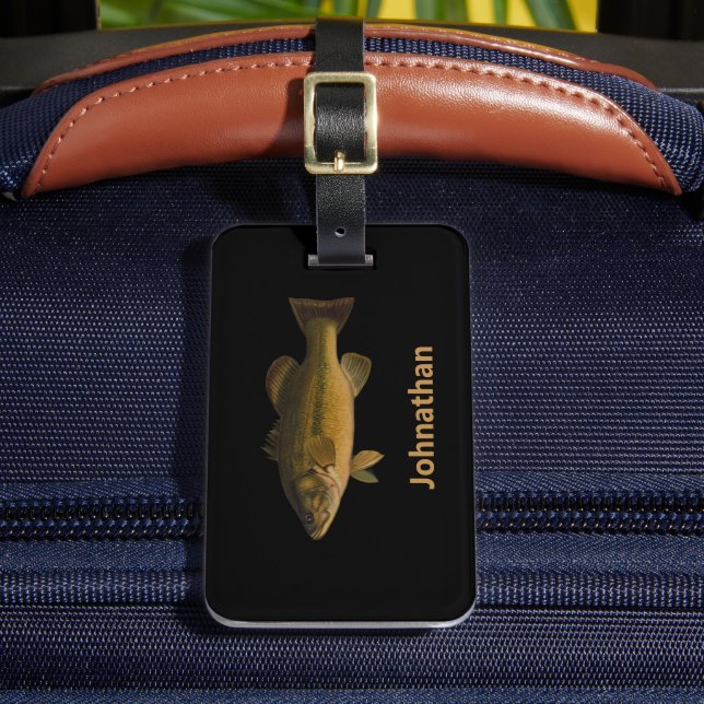 Largemouth Bass Fish and Name Phone Double-Sided Gepäckanhänger (Vorderseite Insitu 2)