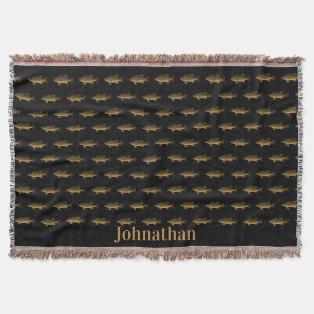 Largemouth Bass Fish Pattern Black Decke (Vorderseite)