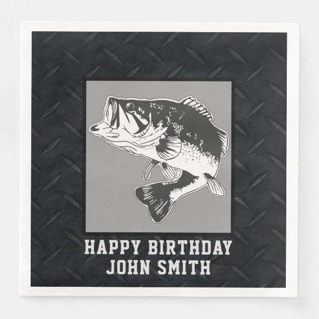 Largemouth Bass Fishing Men's Birthday Party Serviette (Vorderseite)