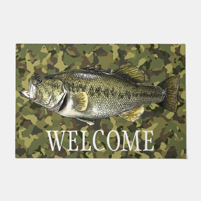 Largemouth Bass Fishing Willkommen Camouflage Fußmatte (Vorderseite)