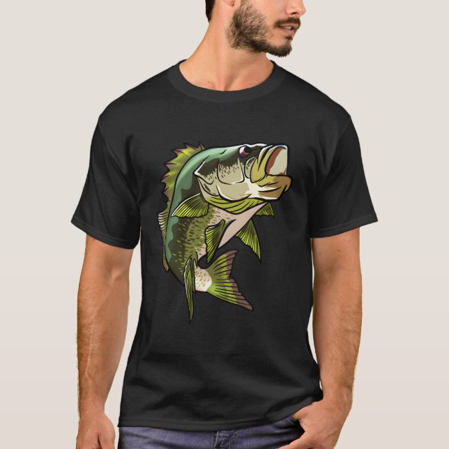 Largemouth Bass Illustration Fisch Zeichnend Fisch T-Shirt (Vorderseite)