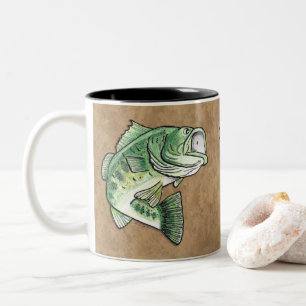 Largemouth Bass Jumping Dragonfly Angeln Zweifarbige Tasse