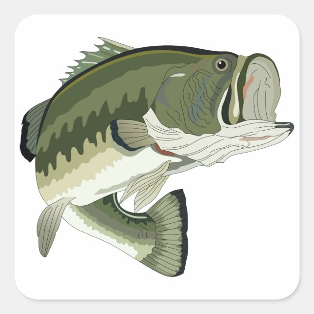LARGEMOUTH BASS QUADRATISCHER AUFKLEBER (Vorderseite)