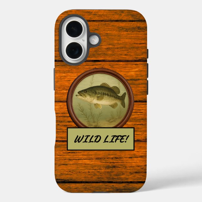Largemouth Bass Wood Grain iPhone Cases (Rückseite)