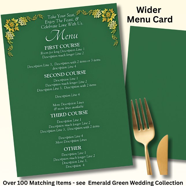 Larger Menu Card - Emerald Green & Gold Menükarte (Von Creator hochgeladen)