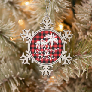 Largo Florida Beach Palme Schneeflocken Zinn-Ornament