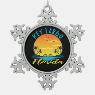 Largo Florida Palm Tree Beach Schneeflocken Zinn-Ornament