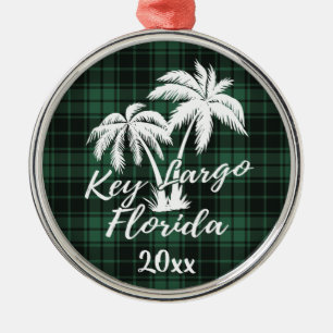Largo Florida Palm Tree Green Kariert Ornament Aus Metall