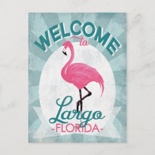 Largo Florida Pink Flamingo Retro Postkarte