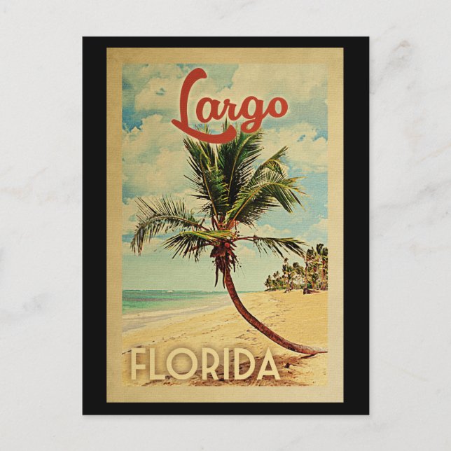 Largo Palm Tree Vintage Travel Postkarte (Vorderseite)