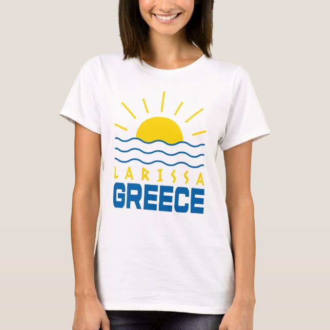 Larissa Greece Sonnenschein und Meereswellen Fraue T-Shirt (Vorderseite)