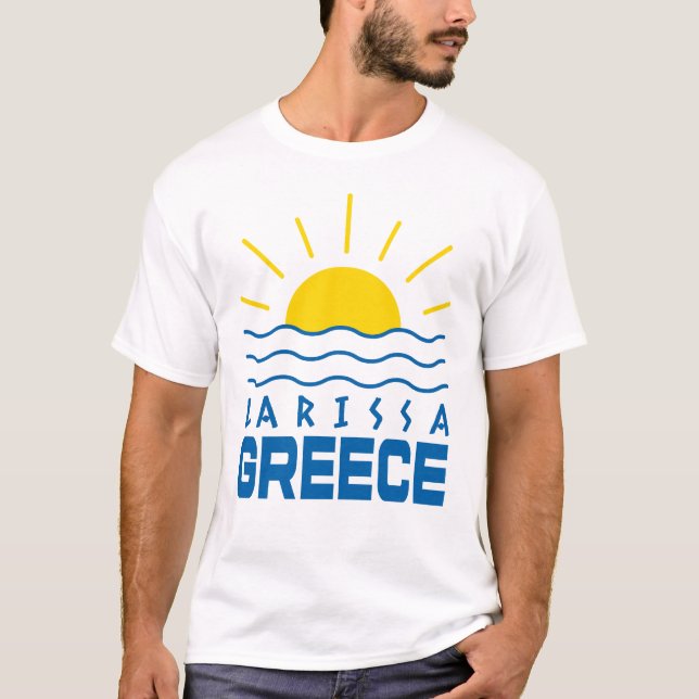 Larissa Greece Sunshine and Sea Men's White T-Shirt (Vorderseite)