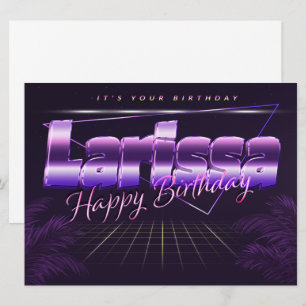 Larissa Name Vorname lila retro Karte Geburtstag