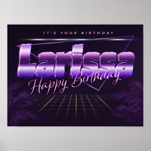 Larissa Vorname lila retro poster Geburtstag
