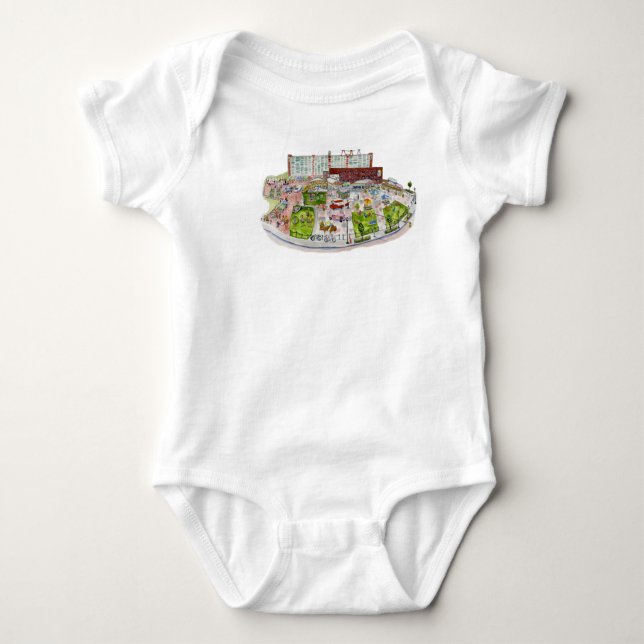 Larkin quadratisches Baby-T-Shirt Baby Strampler (Vorderseite)