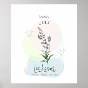 Larkspur Birth Blume für Juli Poster