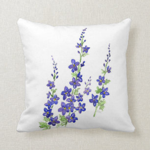 Larkspur Blume Wasserfarbenes Kissen