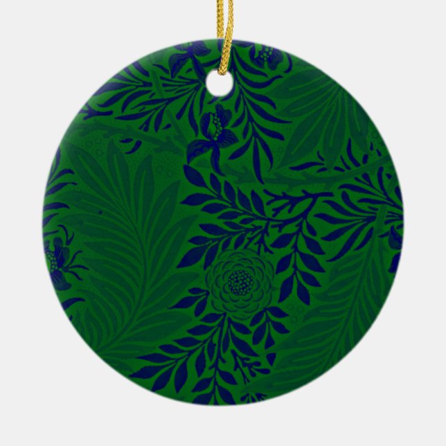 Larkspur in Vibranly Green und Blue Keramik Ornament (Vorne)