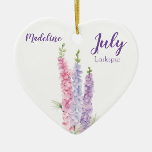 Larkspur July Birth Blume Keramik Ornament
