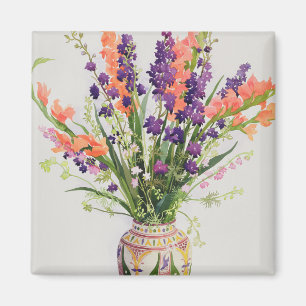 Larkspur und Gladioli in einer marokkanischen Vase Magnet