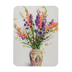 Larkspur und Gladioli in einer marokkanischen Vase Magnet
