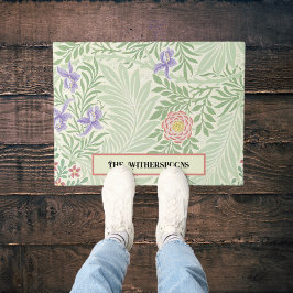 Larkspur William Morris Green Red Lila Floral Fußmatte