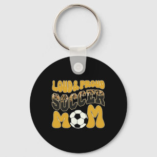 Lärmende stolze Fußballmutter Gelbes Team Leopard Schlüsselanhänger