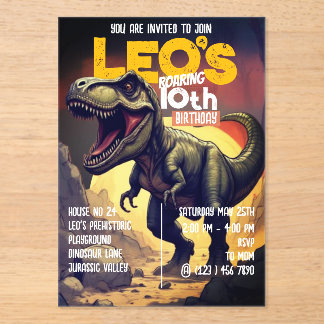 Lärmschwangerer T-Rex Dinosaurier Geburtstagsfeier Acryleinladungen