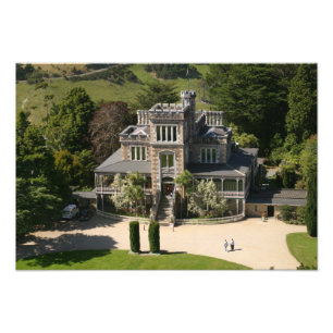 Larnach Castle, Dunedin, Neuseeland - Luftaufnahme Fotodruck