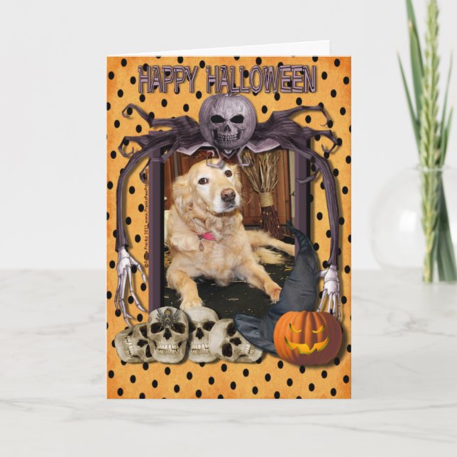 Larry - golden retriever - Foto-2 Halloween Karte (Vorderseite)
