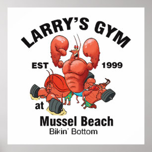 Larry's Gym am Strand von Mussel Poster