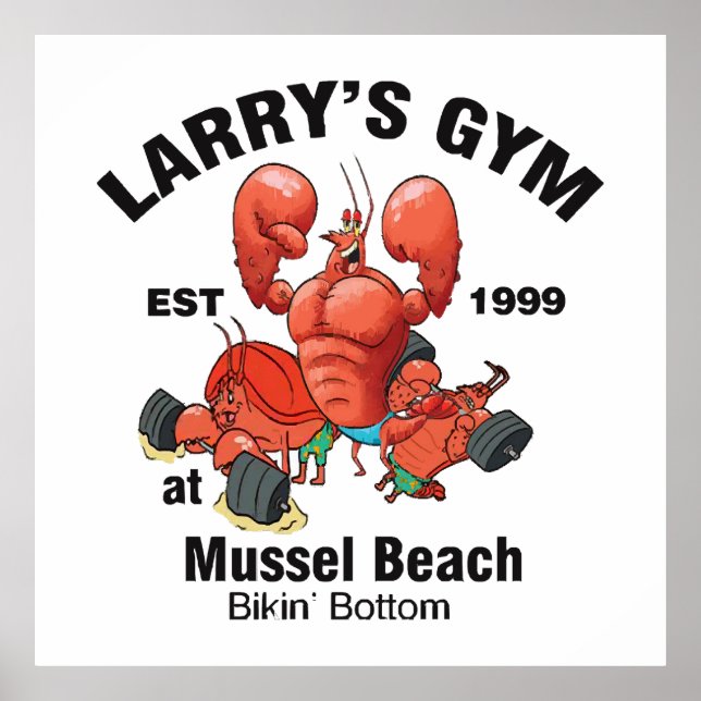 Larry's Gym am Strand von Mussel Poster (Vorne)
