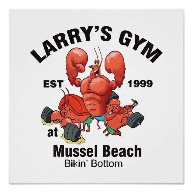 Larry's Gym am Strand von Mussel Poster (Vorderseite)