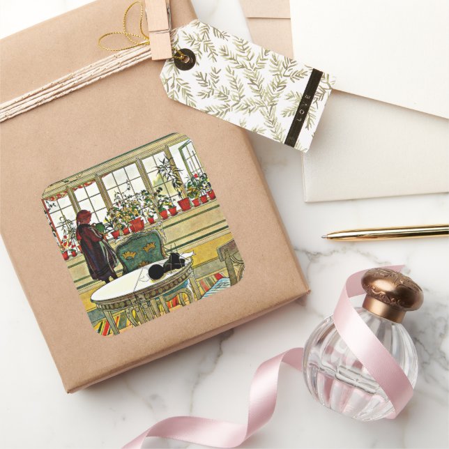 Larsson, Blume auf dem Windows Quadratischer Aufkleber (Schenken)