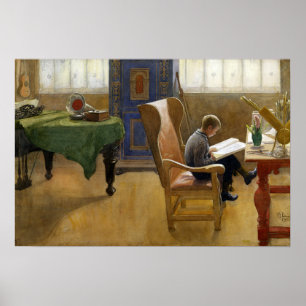 Larsson - Esbjorn in der Studierecke Poster