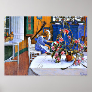 Larsson: Inneres mit Kaktus Poster