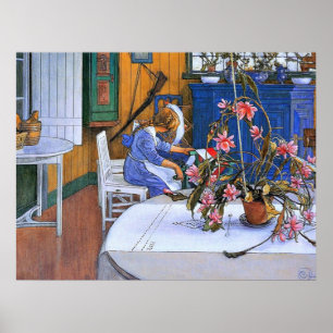 Larsson - Inneres mit Kaktus Poster